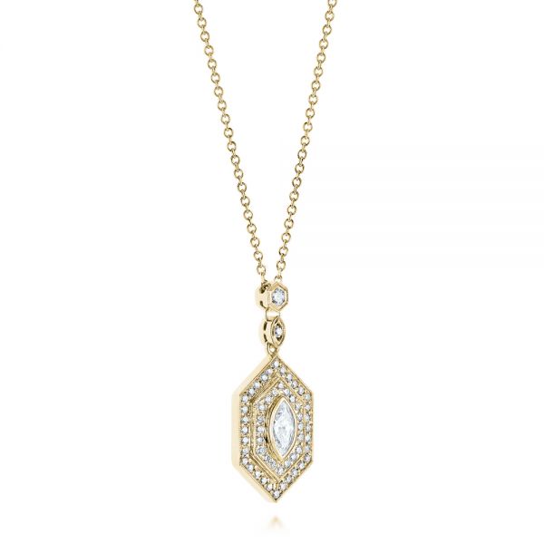 18k Yellow Gold 18k Yellow Gold Custom Diamond Pendant - Flat View -  103983