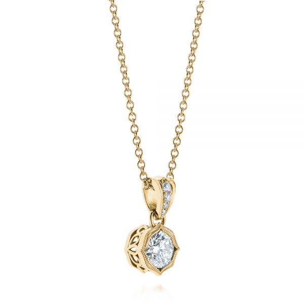 14k Yellow Gold 14k Yellow Gold Custom Diamond Pendant - Flat View - 104071