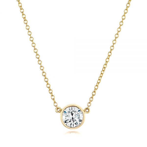 18k Yellow Gold Custom Diamond Pendant - Three-Quarter View -  102524