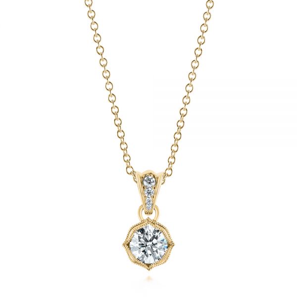 14k Yellow Gold 14k Yellow Gold Custom Diamond Pendant - Three-Quarter View - 104071