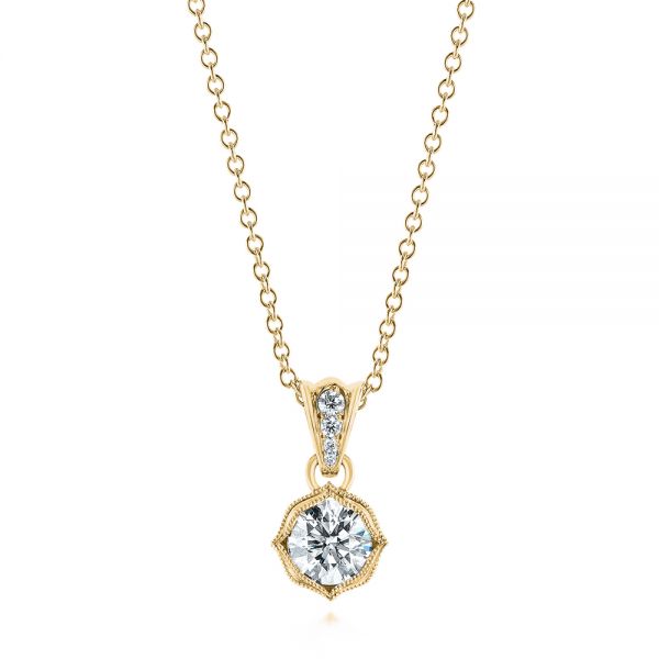 18k Yellow Gold 18k Yellow Gold Custom Diamond Pendant - Three-Quarter View -  104071