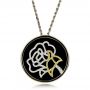 14k White Gold Custom Diamond Rose Pendant - Flat View -  100085 - Thumbnail