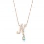 14k Rose Gold 14k Rose Gold Custom Diamond And Aquamarine Pendant - Flat View -  102742 - Thumbnail