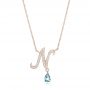 18k Rose Gold 18k Rose Gold Custom Diamond And Aquamarine Pendant - Three-Quarter View -  102742 - Thumbnail