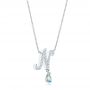  Platinum Platinum Custom Diamond And Aquamarine Pendant - Flat View -  102742 - Thumbnail