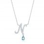 18k White Gold 18k White Gold Custom Diamond And Aquamarine Pendant - Three-Quarter View -  102742 - Thumbnail