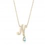 18k Yellow Gold 18k Yellow Gold Custom Diamond And Aquamarine Pendant - Flat View -  102742 - Thumbnail