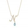 14k Yellow Gold 14k Yellow Gold Custom Diamond And Aquamarine Pendant - Three-Quarter View -  102742 - Thumbnail