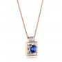 14k Rose Gold 14k Rose Gold Custom Diamond And Blue Sapphire Pendant - Flat View -  102228 - Thumbnail