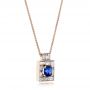 18k Rose Gold 18k Rose Gold Custom Diamond And Blue Sapphire Pendant - Flat View -  102228 - Thumbnail