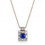 14k Rose Gold 14k Rose Gold Custom Diamond And Blue Sapphire Pendant - Three-Quarter View -  102228 - Thumbnail
