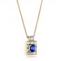 18k Yellow Gold 18k Yellow Gold Custom Diamond And Blue Sapphire Pendant - Flat View -  102228 - Thumbnail