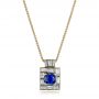 18k Yellow Gold 18k Yellow Gold Custom Diamond And Blue Sapphire Pendant - Three-Quarter View -  102228 - Thumbnail