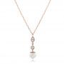 14k Rose Gold 14k Rose Gold Custom Diamond And Pearl Necklace - Three-Quarter View -  102033 - Thumbnail