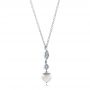 14k White Gold Custom Diamond And Pearl Necklace - Flat View -  102033 - Thumbnail