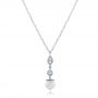 14k White Gold Custom Diamond And Pearl Necklace - Three-Quarter View -  102033 - Thumbnail