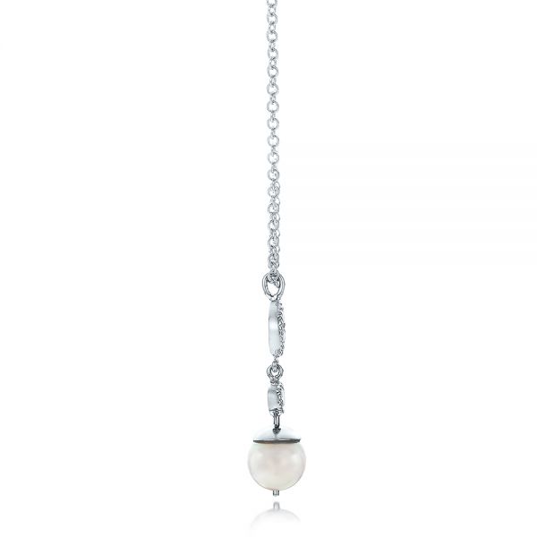  Platinum Platinum Custom Diamond And Pearl Necklace - Side View -  102033