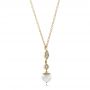 18k Yellow Gold 18k Yellow Gold Custom Diamond And Pearl Necklace - Flat View -  102033 - Thumbnail