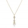 14k Yellow Gold 14k Yellow Gold Custom Diamond And Pearl Necklace - Three-Quarter View -  102033 - Thumbnail