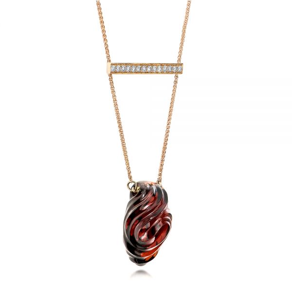 14k Rose Gold Custom Diamond And Rhodolite Pendant - Side View - 102210