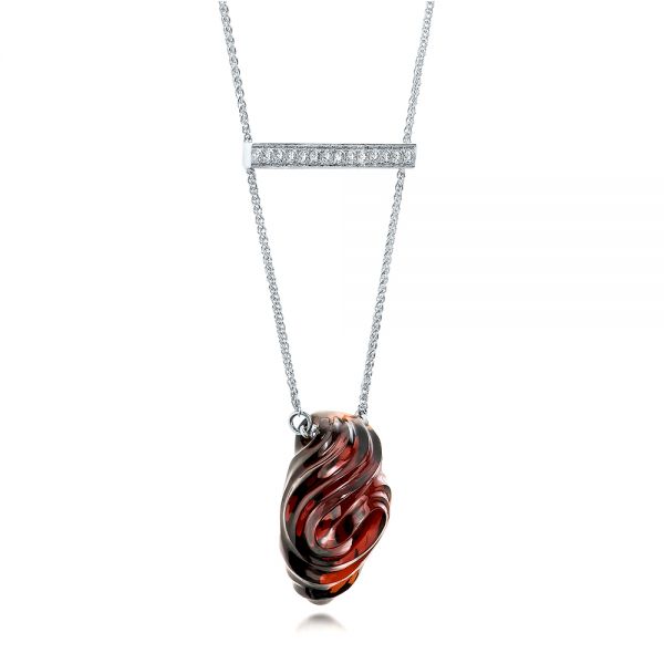 18k White Gold 18k White Gold Custom Diamond And Rhodolite Pendant - Side View - 102210