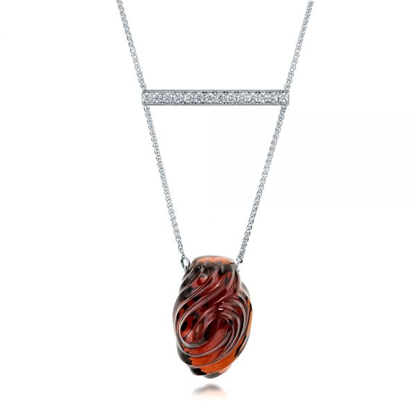 18k White Gold 18k White Gold Custom Diamond And Rhodolite Pendant - Top View - 102210