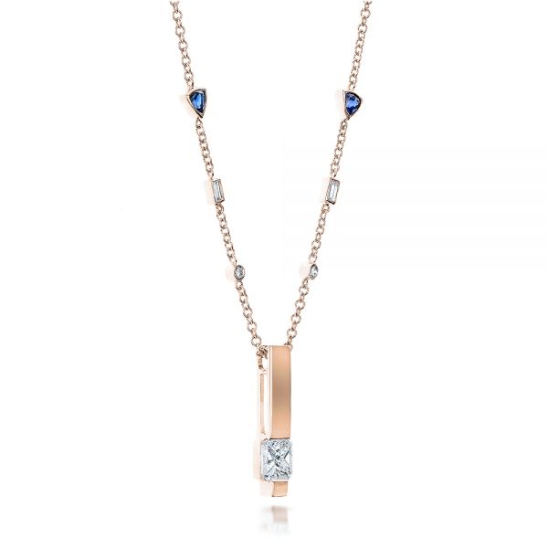 18k Rose Gold 18k Rose Gold Custom Diamond And Tanzanite Pendant - Flat View -  101219