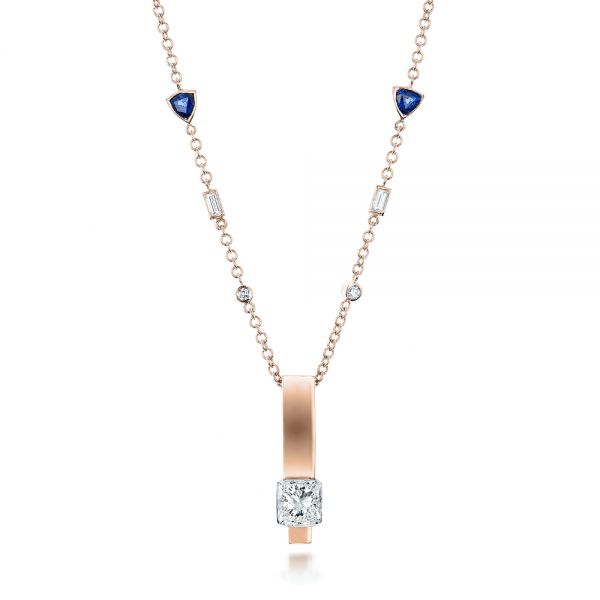 14k Rose Gold 14k Rose Gold Custom Diamond And Tanzanite Pendant - Three-Quarter View -  101219