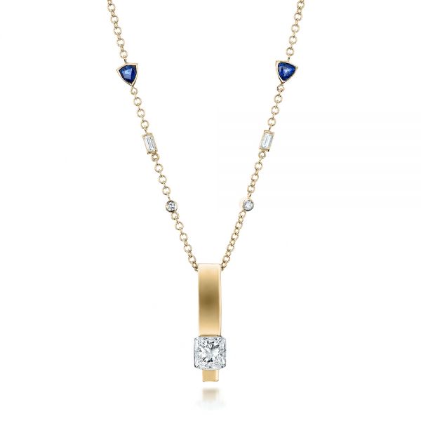 14k Yellow Gold 14k Yellow Gold Custom Diamond And Tanzanite Pendant - Three-Quarter View -  101219