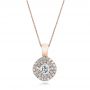 18k Rose Gold 18k Rose Gold Custom Double Halo Diamond Pendant - Three-Quarter View -  101645 - Thumbnail