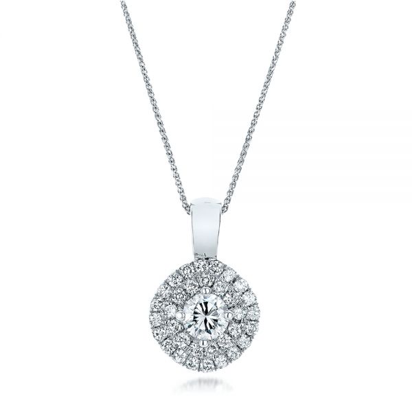 Custom Double Halo Diamond Pendant - Image