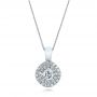 14k White Gold Custom Double Halo Diamond Pendant - Three-Quarter View -  101645 - Thumbnail