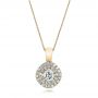 18k Yellow Gold 18k Yellow Gold Custom Double Halo Diamond Pendant - Three-Quarter View -  101645 - Thumbnail