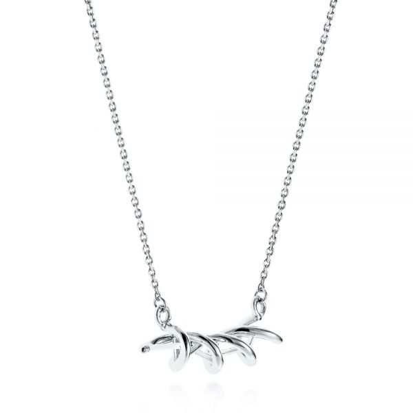 18k White Gold Custom Double Helix Pendant - Flat View -  105845