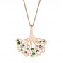 18k Rose Gold 18k Rose Gold Custom Emerald Amethyst And Diamond Pendant - Three-Quarter View -  104076 - Thumbnail