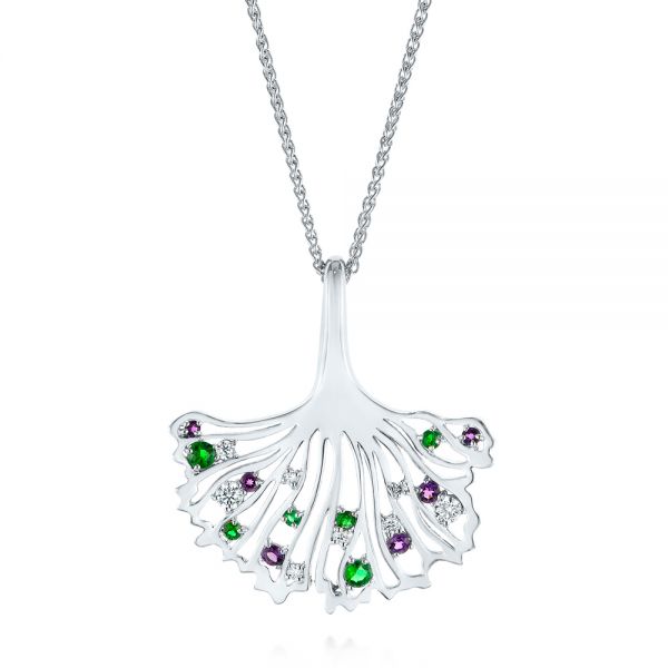 Custom Emerald, Amethyst and Diamond Pendant - Image