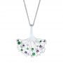  Platinum Platinum Custom Emerald Amethyst And Diamond Pendant - Three-Quarter View -  104076 - Thumbnail
