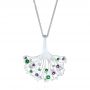 14k White Gold Custom Emerald Amethyst And Diamond Pendant - Three-Quarter View -  104076 - Thumbnail