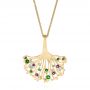 14k Yellow Gold 14k Yellow Gold Custom Emerald Amethyst And Diamond Pendant - Three-Quarter View -  104076 - Thumbnail