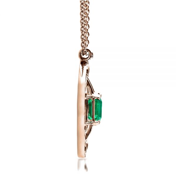 14k Rose Gold 14k Rose Gold Custom Emerald Pendant - Side View -  1447