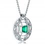 14k White Gold 14k White Gold Custom Emerald Pendant - Flat View -  1447 - Thumbnail