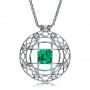  Platinum Custom Emerald Pendant - Front View -  1447 - Thumbnail