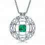 14k White Gold 14k White Gold Custom Emerald Pendant - Front View -  1447 - Thumbnail