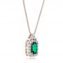 14k Rose Gold 14k Rose Gold Custom Emerald And Diamond Halo Pendant - Flat View -  101244 - Thumbnail