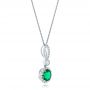  Platinum And 18K Gold Custom Emerald And Diamond Halo Pendant - Flat View -  102836 - Thumbnail