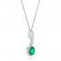  Platinum And Platinum Platinum And Platinum Custom Emerald And Diamond Halo Pendant - Flat View -  102836 - Thumbnail