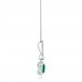 14k White Gold And 18K Gold 14k White Gold And 18K Gold Custom Emerald And Diamond Halo Pendant - Side View -  102836 - Thumbnail