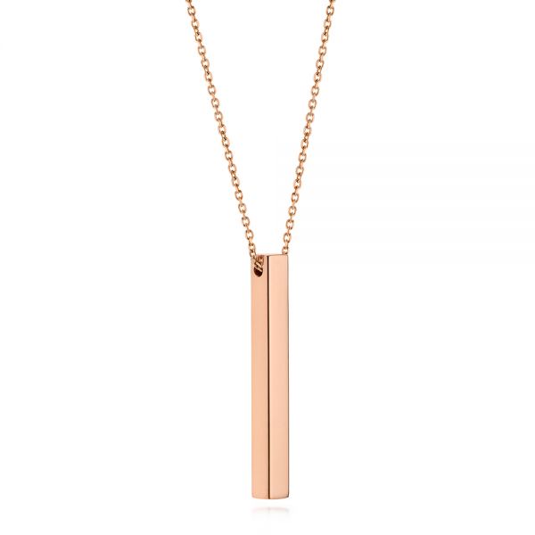 18k Rose Gold 18k Rose Gold Custom Engravable Bar Necklace - Flat View -  105492