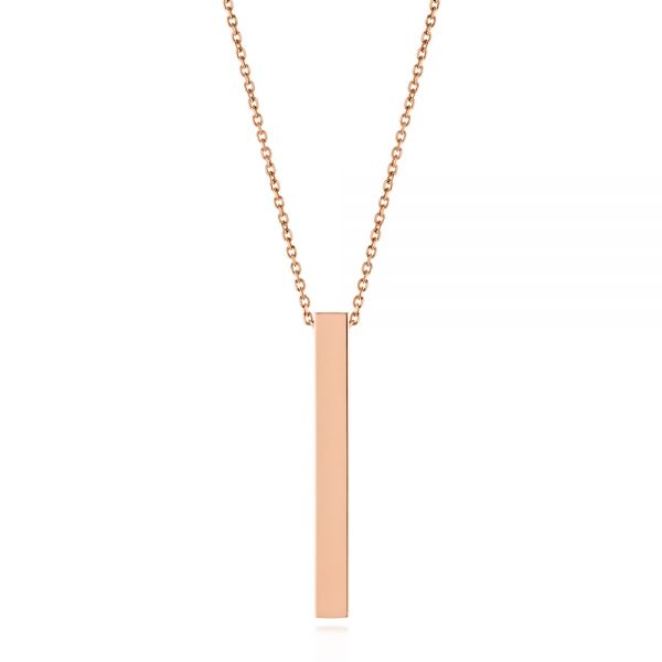 14k Rose Gold Custom Engravable Bar Necklace - Three-Quarter View -  105492