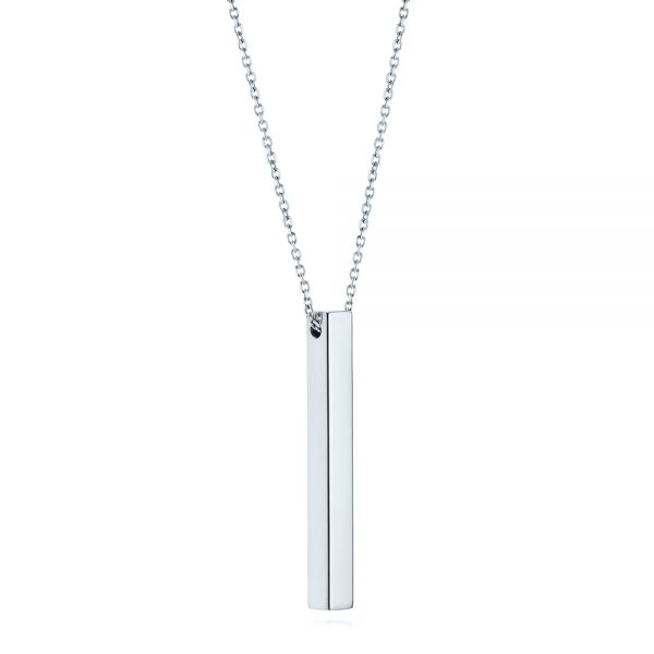 18k White Gold 18k White Gold Custom Engravable Bar Necklace - Flat View -  105492